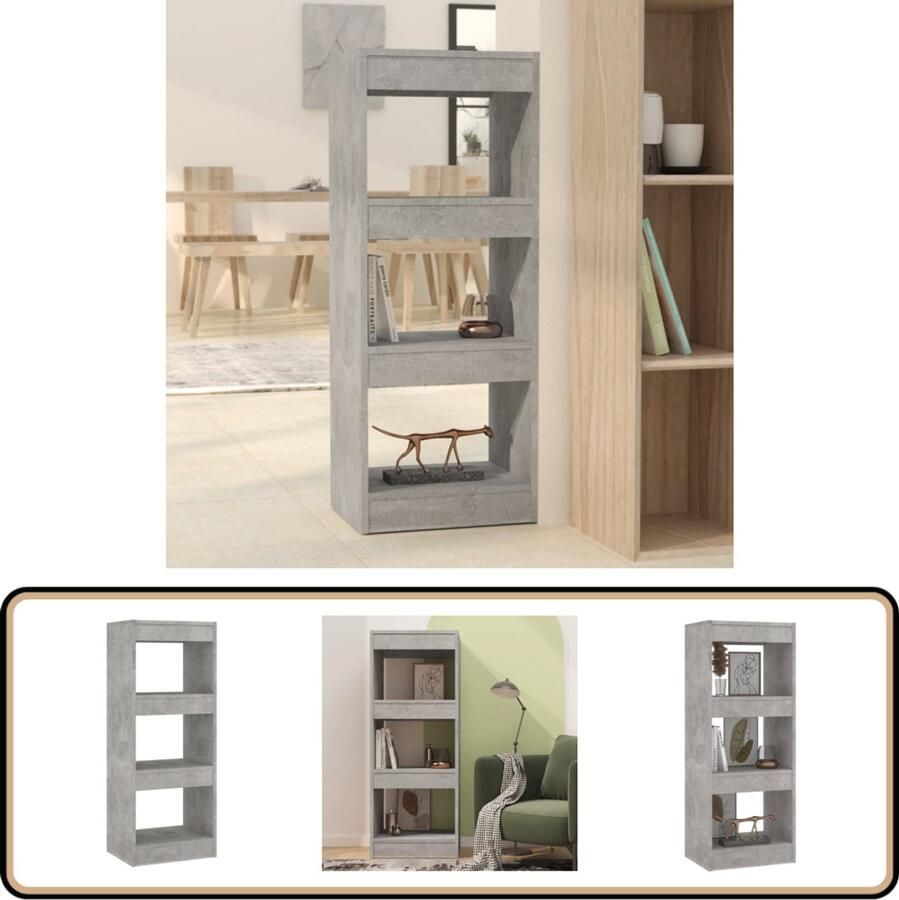 VidaXL Boekenkast Kamerscherm 40x30x103 cm Betongrijs Boekenkast Boekenplank Opslagmogelijkheden Woonkamerinrichting Slaapkamerinrichting