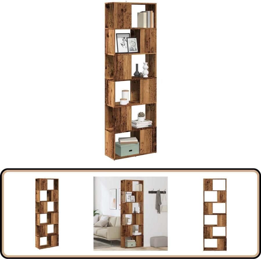 VidaXL Boekenkast Kamerscherm 60x24x186cm Oud Hout Boekenkast Boekenkasten Boekenschap Boekenstandaard
