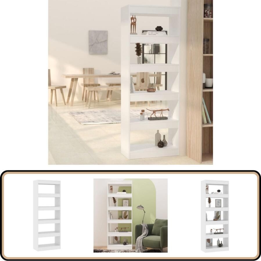 VidaXL Boekenkast Kamerscherm 60x30x166 cm Wit Boekenkast Boekenplank Woonkamerinrichting Slaapkamerinrichting Opslagmeubilair