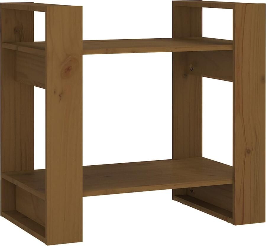 VidaXL Boekenkast Kamerscherm 60x35x57 cm Honingbruin Boekenkast Hout Grenenhout Honingbruin Vintage Stijl Kamer Scheidingswand Opslagruimte Livingroom Slaapkamer