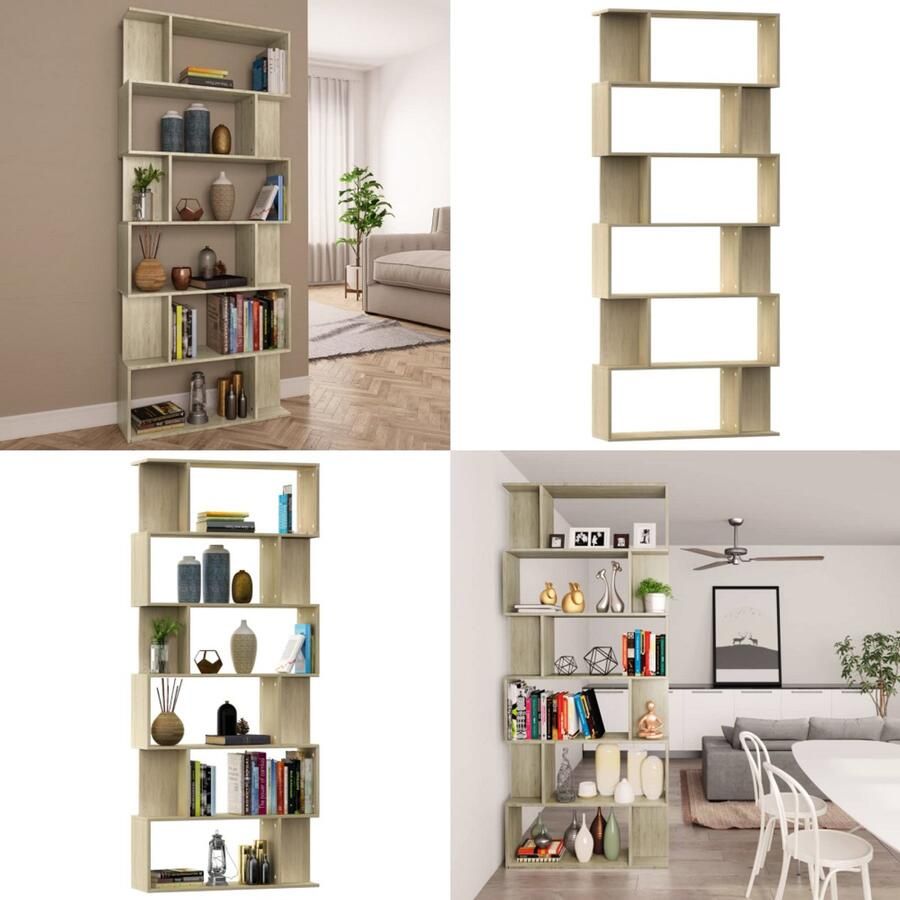 VidaXL Boekenkast kamerscherm 80x24x192 cm bewerkt hout sonoma eiken Boekenkast Boekenkasten Boekenschap Boekenschappen