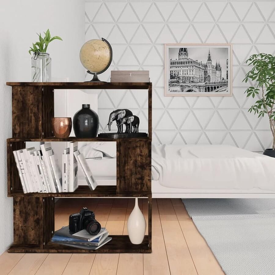 VidaXL Boekenkast Kamerscherm 80x24x96 cm Eiken Boekenkast Boekenplank Bibliotheek Kast Kamer Scheidingswand Houten Kast Bruine Kast Vintage Stijl - Foto 2