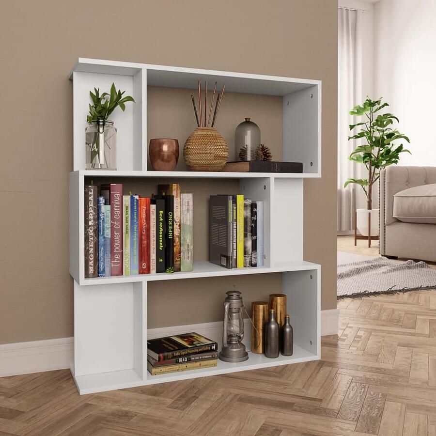 VidaXL Boekenkast Kamerscherm 80x24x96 cm Wit Boekenkast Houten Boekenkast Witte Boekenkast Boekenplank Opslagmeubilair Woonkamer Meubilair Hal Meubilair Kamer Verdeler - Foto 2