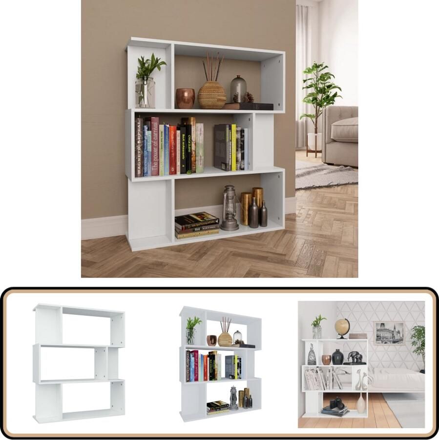 VidaXL Boekenkast Kamerscherm 80x24x96 cm Wit Boekenkast Houten Boekenkast Witte Boekenkast Boekenplank Opslagmeubilair Woonkamer Meubilair Hal Meubilair Kamer Verdeler