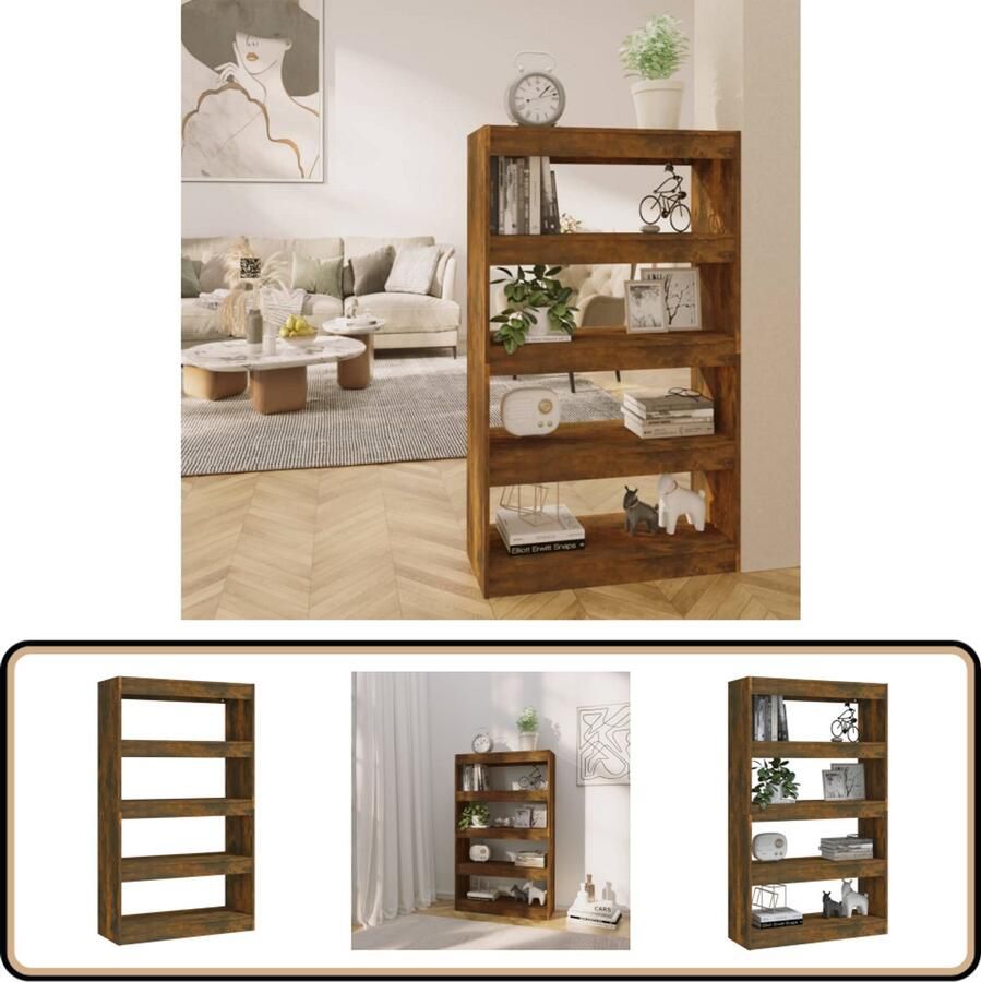 VidaXL Boekenkast Kamerscherm 80x30x135 cm Gerookt Eiken Boekenkast Kamerdivider Bruine Boekenkast Houten Boekenkast Vintage Boekenkast
