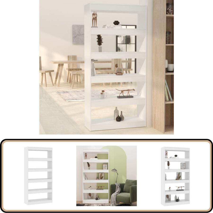 VidaXL Boekenkast Kamerscherm 80x30x166 cm Wit Boekenkast Boekenplank Opslagmeubilair Kamerinrichting Woonkamerdecoratie