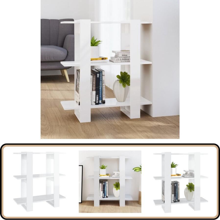 VidaXL Boekenkast Kamerscherm 80x30x87 cm Wit Boekenkast Bibliotheek Kamerdivider Witte Boekenkast Houtsoort Boekenkast