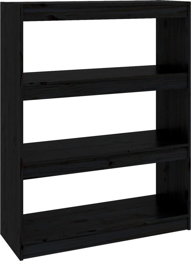VidaXL Boekenkast Kamerscherm Grenenhout Zwart Boekenkast Boekenplank Hout Grenenhout Zwart Interieurbouw Opslagruimte Kamerdivider Scheidingswand