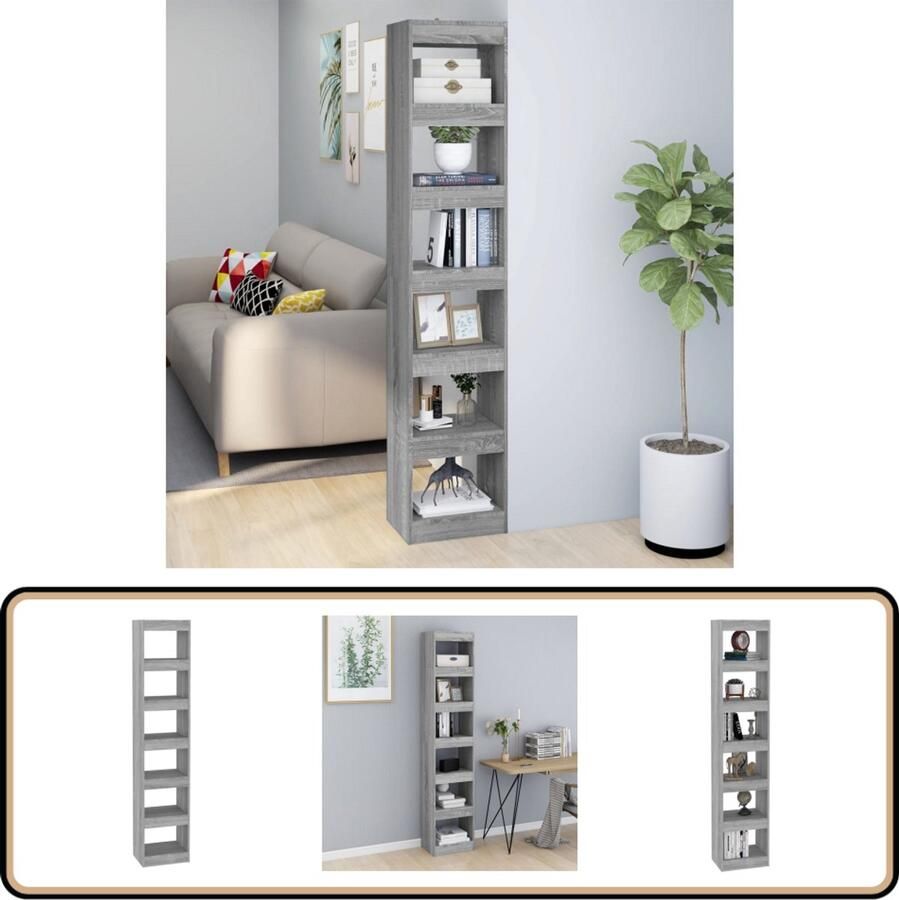 VidaXL Boekenkast Kamerscherm Grijs Sonoma Eiken Boekenkast Kamermeubilair Grijze Boekenkast Houten Boekenkast Sonoma Eiken