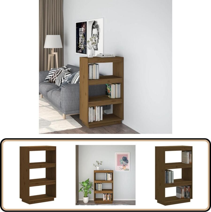 VidaXL Boekenkast Kamerscherm Honingbruin Grenenhout Boekenkast Boekenplank Grenoble Hout Honig Bruin Kamerdivider Opslag