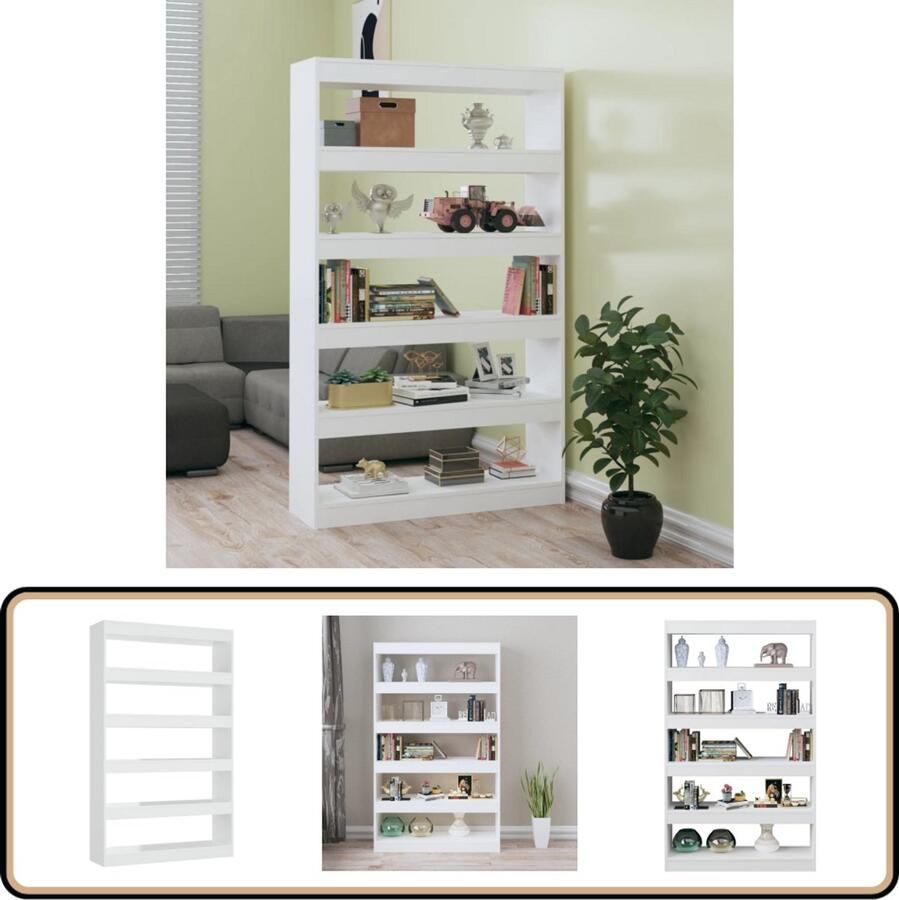 VidaXL Boekenkast Kamerscherm Hoogglans Wit 100x30x166 cm Boekenkast Kamer Scheidingswand Witte Boekenkast Houtskelet Boekenkast Boekenplank