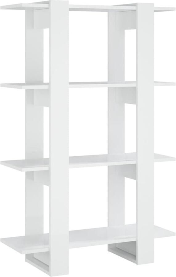 VidaXL Boekenkast Kamerscherm Hoogglans wit 80x30x123 5 cm Boekenkast Bibliotheek Kamermeubilair Witte Boekenkast Houtsoort Boekenkast