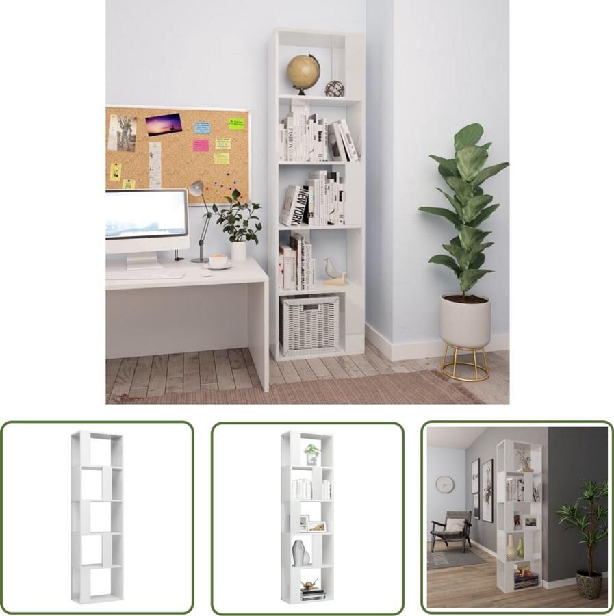 VidaXL Boekenkast Kamerscherm Hoogglans Wit Hout Bibliotheek Boekenkast Houten Boekenkast Witte Boekenkast Kamerdivider Opslagruimte