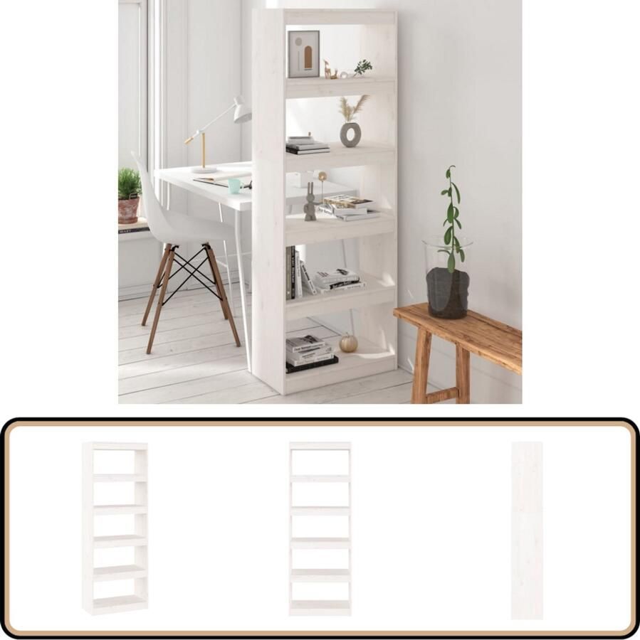 VidaXL Boekenkast Kamerscherm Wit Grenenhout Bibliotheek Boekenkast Houten Boekenkast Kamerdivider Opslagmogelijkheden Witte Boekenkast Grenenhouten Boekenkast