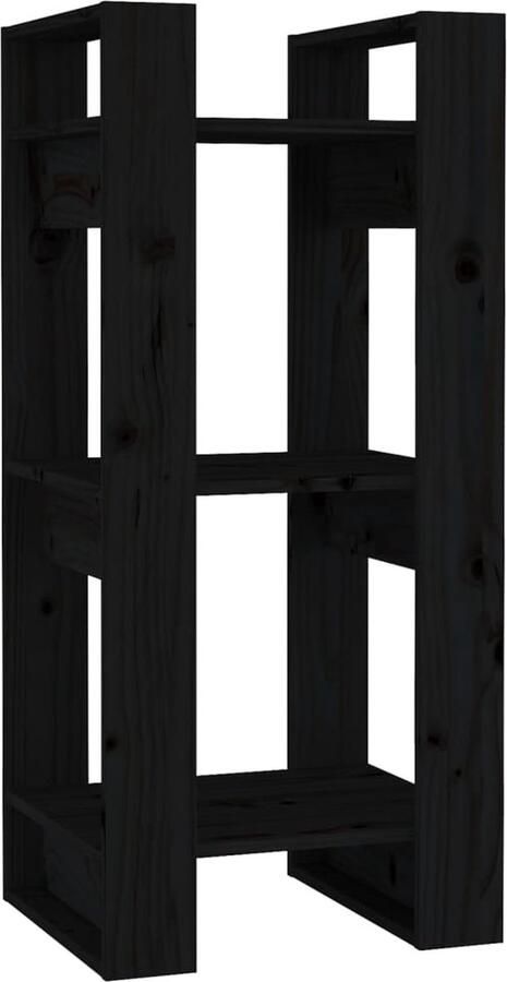 VidaXL Boekenkast Kamerscherm Zwart 41x35x91 cm Boekenkast Houten Boekenkast Grenenhout Boekenkast Zwarte Boekenkast Boekenplank Opslagruimte Kamer Scheidingswand