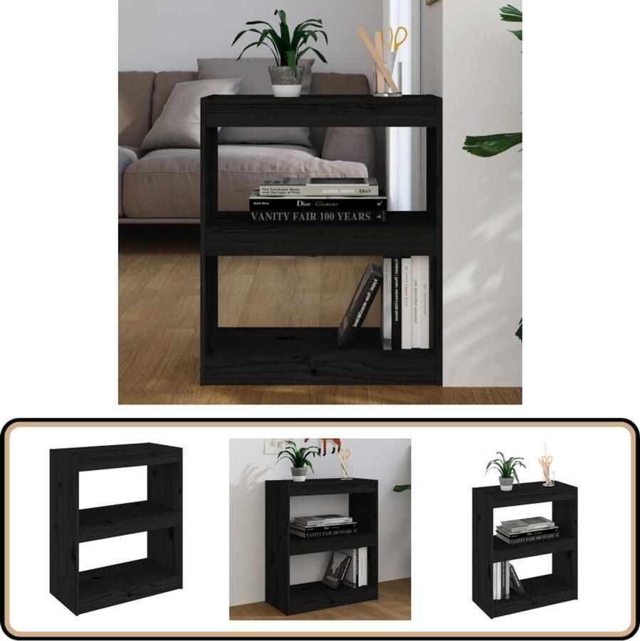 VidaXL Boekenkast Kamerscherm Zwart Grenenhout Boekenkast Massief Hout Grenenhout Zwarte Boekenkast Opbergkast Kamer Scheidingswand Living Room Furniture