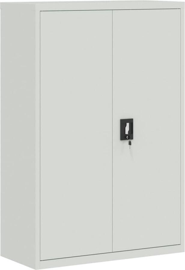 The Living Store Kantoorkast Grijs 90 x 40 x 140 cm 2 deuren Kantoor Kast Boekenkast Archivakast Metalen Kast Grijze Kast - Foto 2