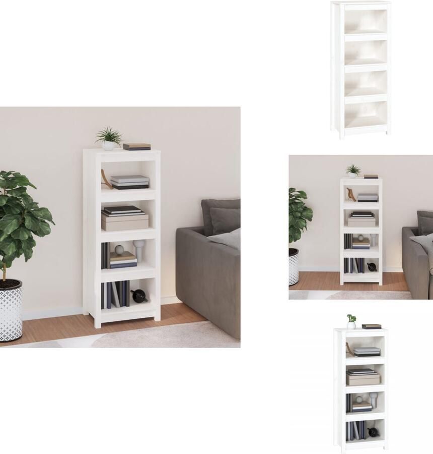 VidaXL Boekenkast Kast Boekenplank Opbergruimte Boekenkast 50x35x125 5 cm massief grenenhout wit
