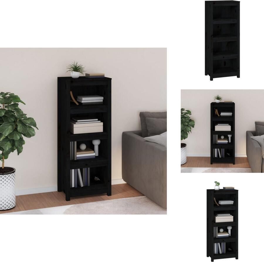 VidaXL Boekenkast Kast Boekenplank Opbergruimte Boekenkast 50x35x125 5 cm massief grenenhout zwart