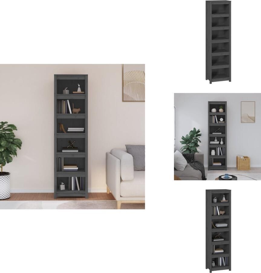 VidaXL Boekenkast Kast Boekenplank Opbergruimte Boekenkast 50x35x183 cm massief grenenhout grijs