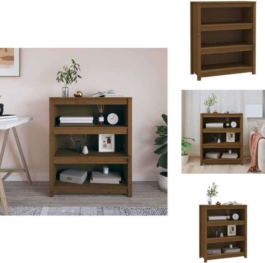 VidaXL Boekenkast Kast Boekenplank Opbergruimte Boekenkast 80x35x97 cm massief grenenhout honingbruin