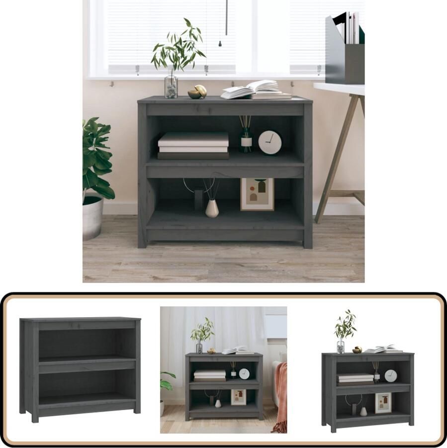 VidaXL Boekenkast Massief Grenenhout Grijs Boekenkast Houten Boekenkast Grenoble Hout Boekenkast Grijze Boekenkast Bibliotheekkast Opslagruimte Woonkamer Boekenkast Slaapkamer Boekenkast