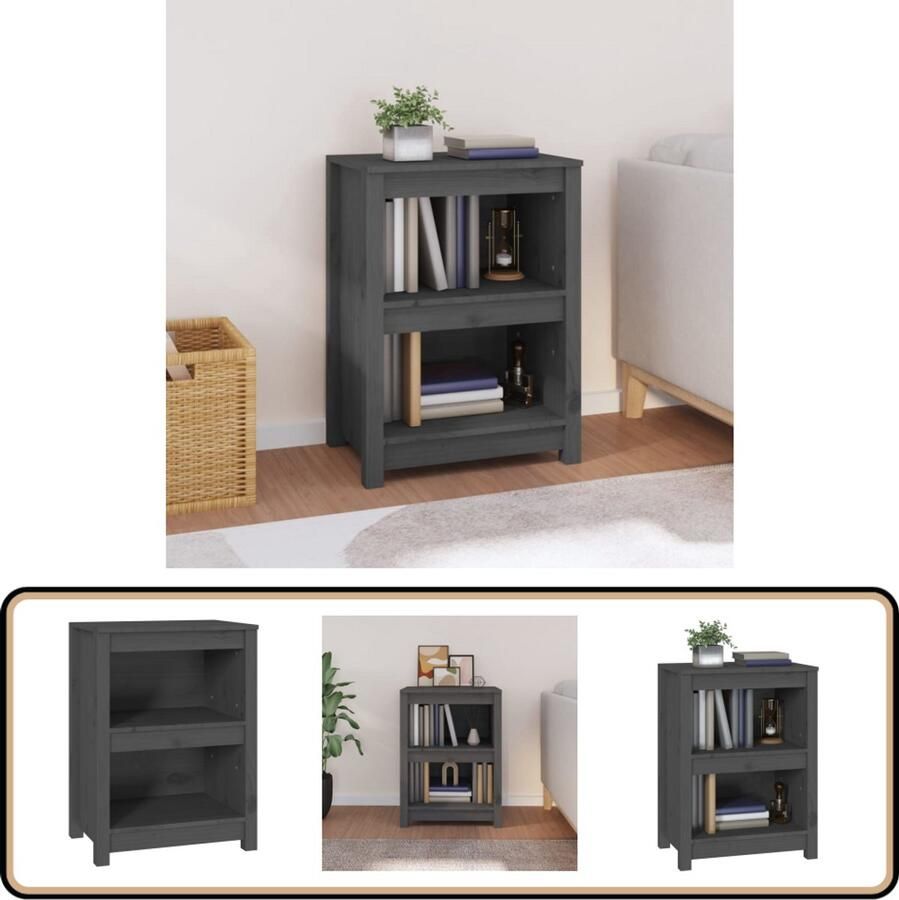 VidaXL Boekenkast Massief Grenenhout Grijs Boekenkast Houten Kast Bibliotheek Opbergkast Grijze Boekenkast Grenoble Hout Vintage Stijl