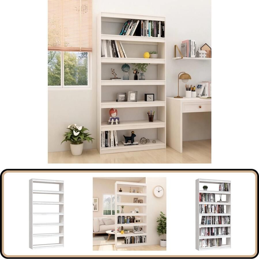 VidaXL Boekenkast Massief Grenenhout Wit 100x30x200 cm Boekenkast Houten Boekenkast Grenenhout Boekenkast Witte Boekenkast Boekenplank