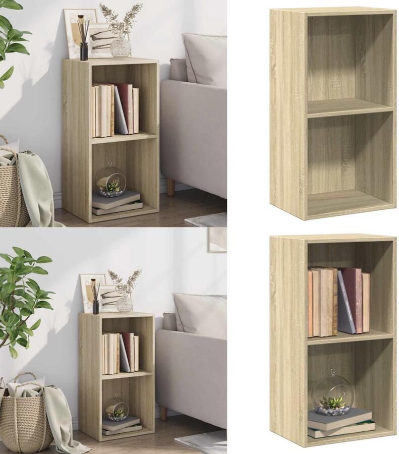 VidaXL Boekenkast met 2 schappen 40x30x76 5 cm bewerkt hout sonoma eik Boekenkast Boekenkasten Boekenschap Boekenschappen