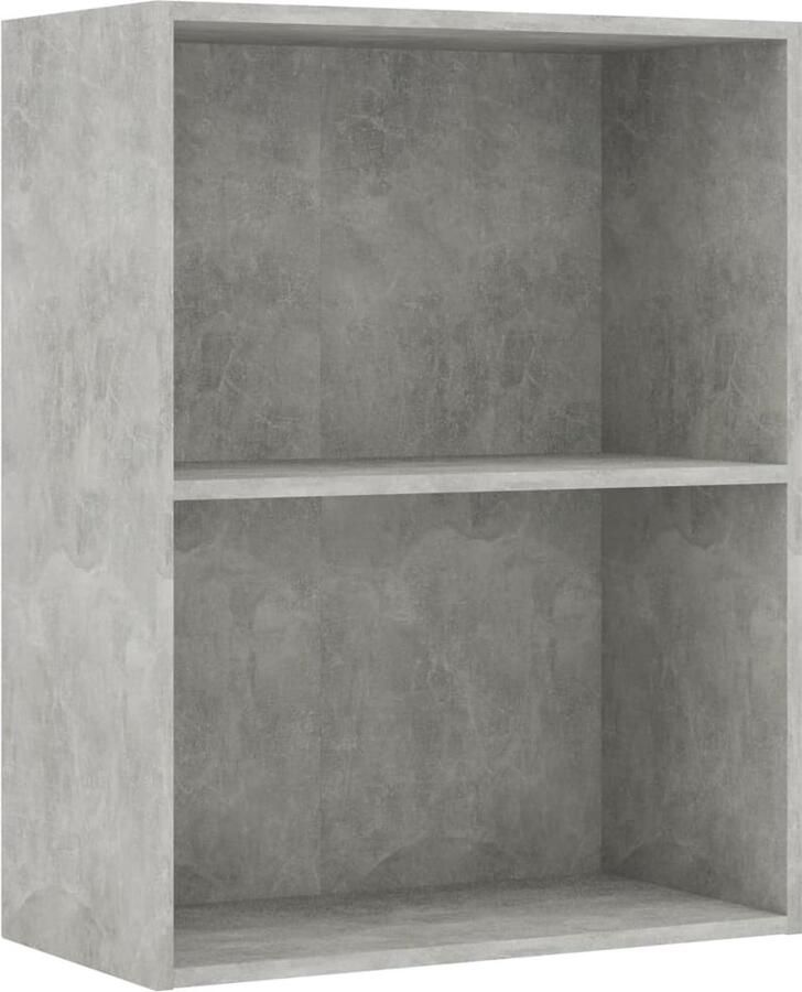 VidaXL Boekenkast met 2 schappen 60x30x76 5 cm bewerkt hout betongrijs