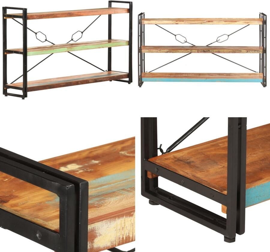 VidaXL Boekenkast met 3 schappen 140x30x80 cm massief gerecycled hout Boekenkast Boekenkasten Boekenplank Boekenplanken