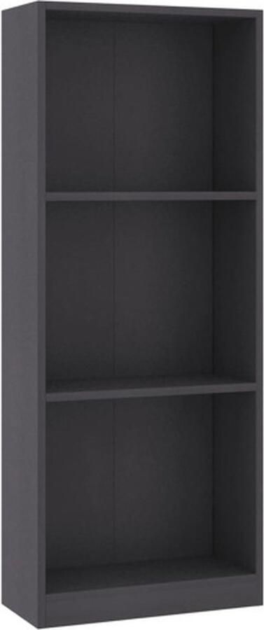 VidaXL -Boekenkast-met-3-schappen-40x24x108-cm-bewerkt-hout-grijs