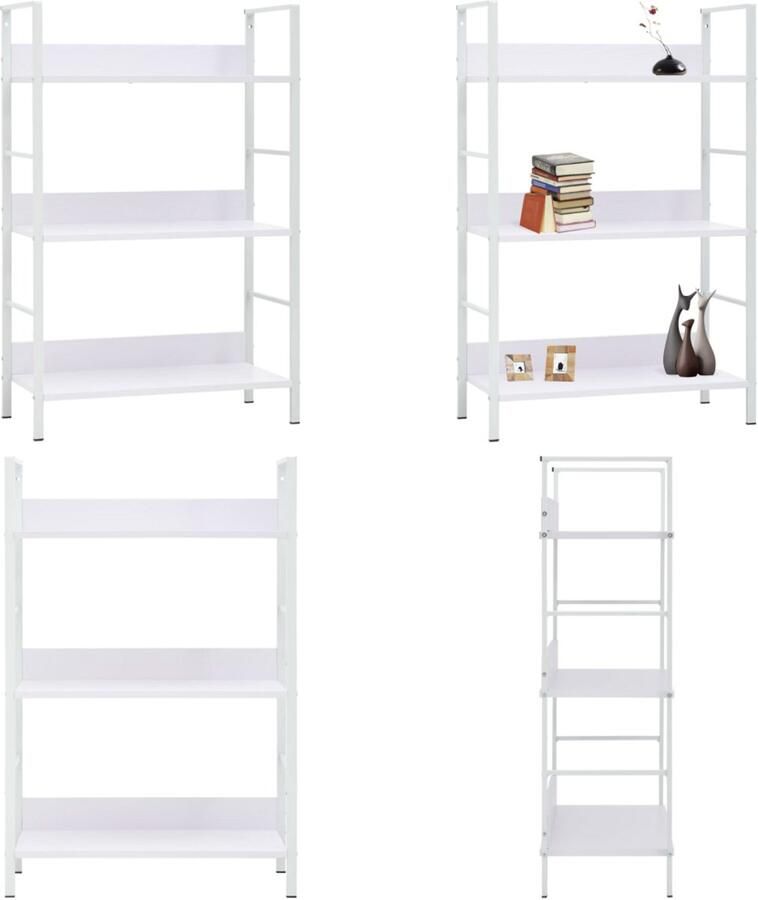 VidaXL Boekenkast met 3 schappen 60x27 6x90 5 cm bewerkt hout wit Schappenkast Schappenkasten Opbergkast Opbergkasten