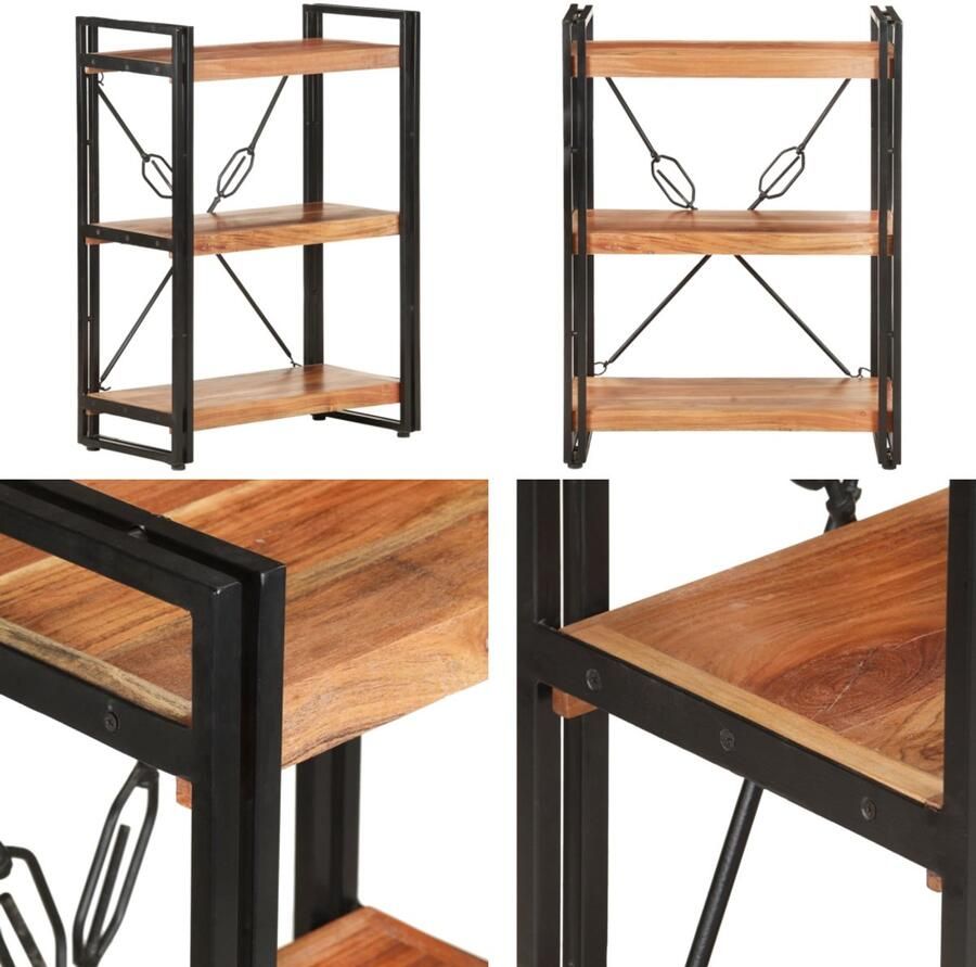 VidaXL Boekenkast met 3 schappen 60x30x80 cm massief acaciahout Boekenkast Boekenkasten Boekenplank Boekenplanken