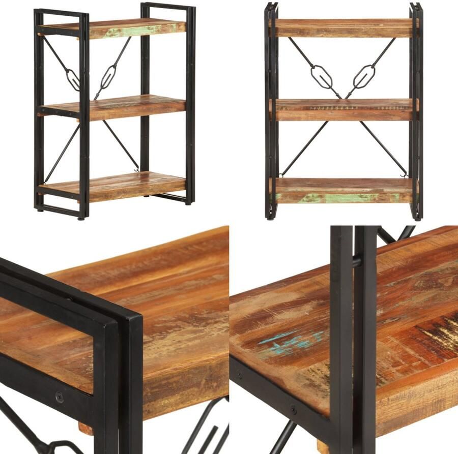 VidaXL Boekenkast met 3 schappen 60x30x80 cm massief gerecycled hout Boekenkast Boekenkasten Boekenplank Boekenplanken