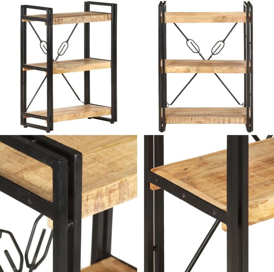 VidaXL Boekenkast met 3 schappen 60x30x80 cm massief mangohout Boekenkast Boekenkasten Boekenplank Boekenplanken