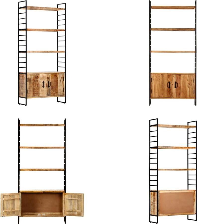 VidaXL Boekenkast met 4 schappen 80x30x180 cm ruw mangohout Boekenkast Boekenkasten Boekenplank Boekenplanken