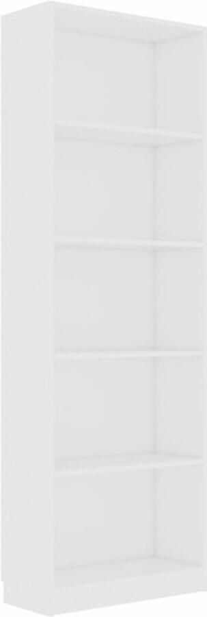 VidaXL -Boekenkast-met-5-schappen-60x24x175-cm-bewerkt-hout-wit - Foto 4