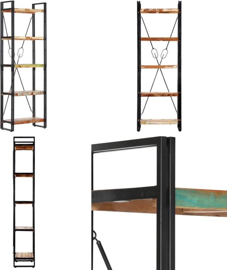 VidaXL Boekenkast met 5 schappen 60x30x180 cm massief gerecycled hout Boekenkast Boekenkasten Boekenplank Boekenplanken