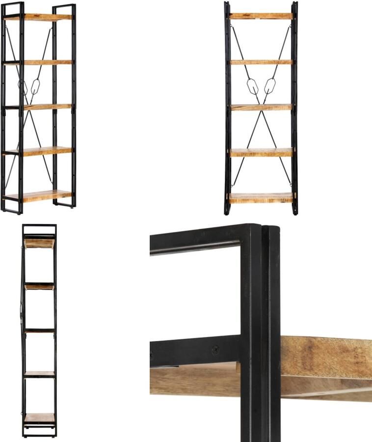 VidaXL Boekenkast met 5 schappen 60x30x180 cm massief mangohout Boekenkast Boekenkasten Boekenplank Boekenplanken