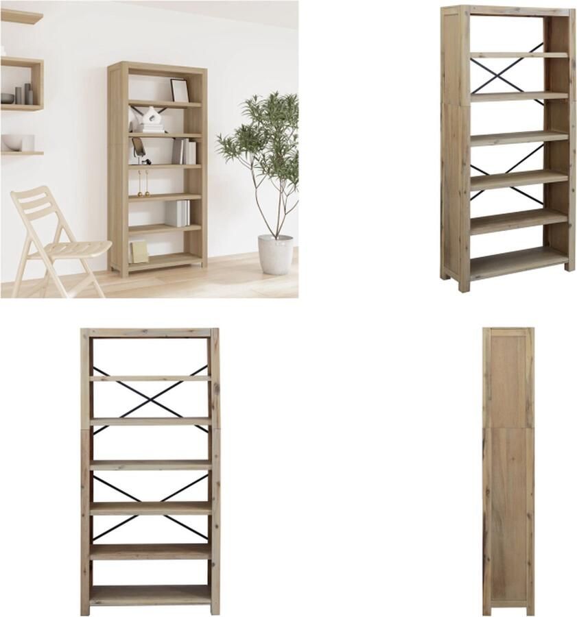VidaXL Boekenkast met 6 schappen 80x30x170 cm massief acaciahout Boekenkast Boekenkasten Boekenschap Kast