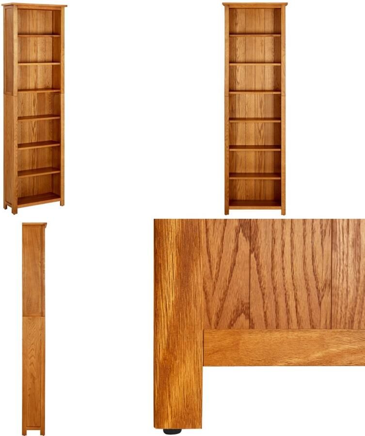 VidaXL Boekenkast met 7 schappen 60x22x200 cm massief eikenhout Boekenkast Boekenkasten Boekenplank Boekenplanken