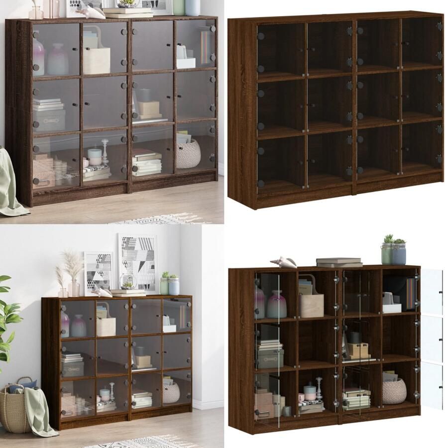 VidaXL Boekenkast met deuren 136x37x109 cm hout bruin eikenkleur Boekenkast Boekenkasten Boeken Plank Schappenkast