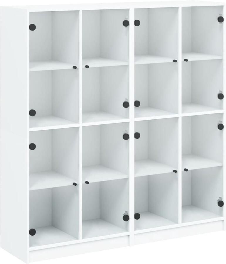 VidaXL Boekenkast 16 vakken Bewerkt hout Wit Boekenkast Boekenplank Opslagoplossing Houten Kast Vitrinekast