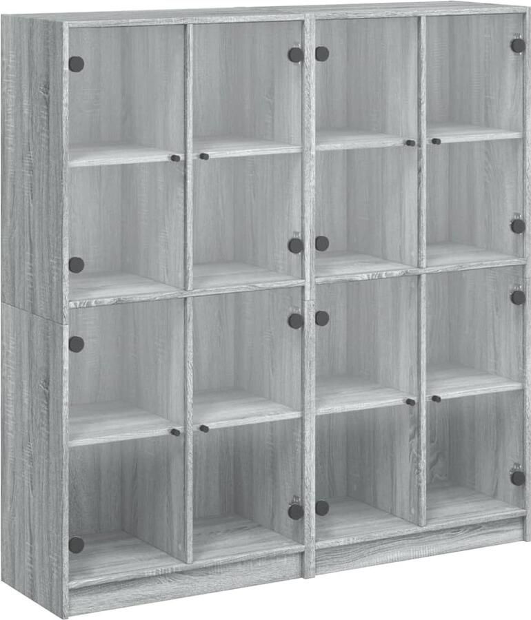 VidaXL Boekenkast met deuren 136x37x142 cm hout grijs sonoma eiken