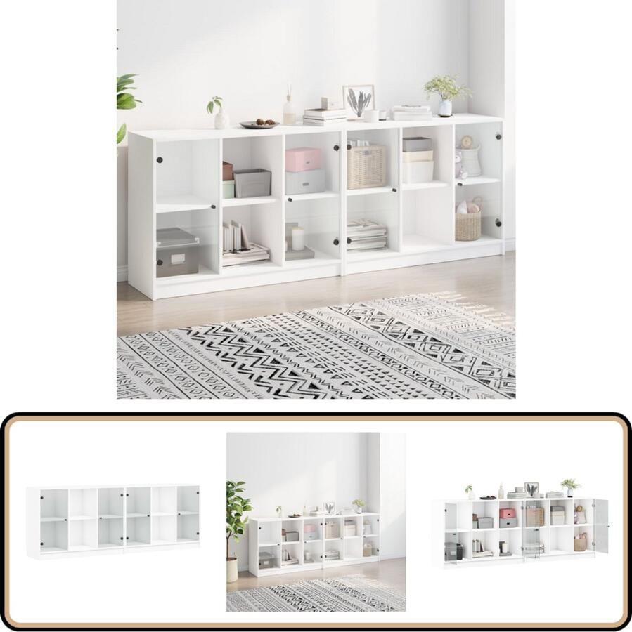 VidaXL Boekenkast 12 Vakken Bewerkt hout Wit Boekenkast Houten Boekenkast Vitrinekast Wandkast Opbergkast