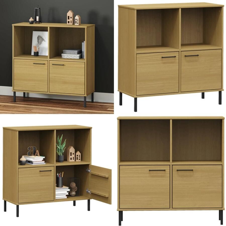 VidaXL Boekenkast met metalen poten OSLO 90x35x90 5 cm hout bruin Boekenkast Boekenkasten Boekenplank Boekenplanken