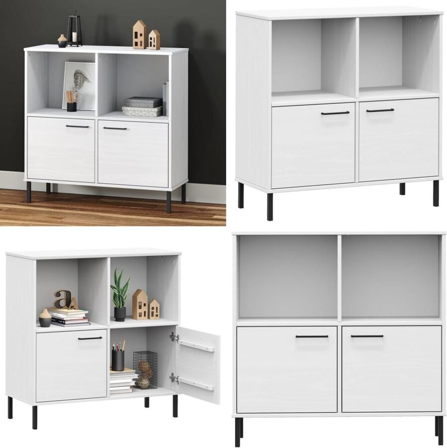 VidaXL Boekenkast met metalen poten OSLO 90x35x90 5 cm hout wit Boekenkast Boekenkasten Boekenplank Boekenplanken