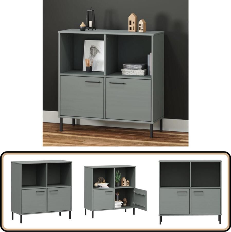 The Living Store OSLO Boekenkast 90 x 35 x 90.5 cm Massief grenenhout Grijs Boekenkast Houten Boekenkast Grenshouten Boekenkast Bibliotheek Opslagoplossing - Foto 2