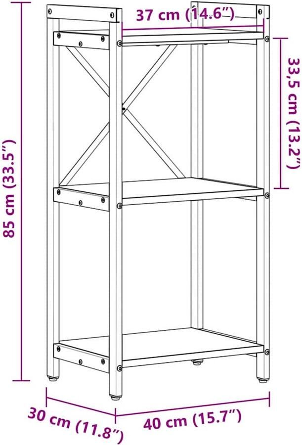 VidaXL Boekenkast Oud hout 40 x 30 x 83 cm Bewerkt hout